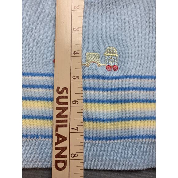 Vtg Cradleknit Boys Newborn- 3 Month Knit Sweater Baby Blue Train - Picture 4 of 6